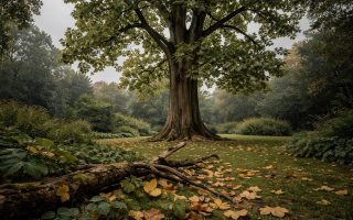 tulipier-feuilles-jaunes-jardin-ciel-couvert