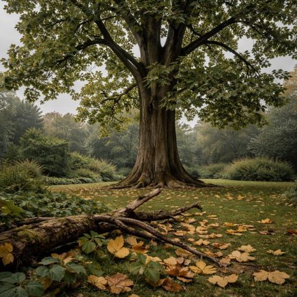 tulipier-feuilles-jaunes-jardin-ciel-couvert