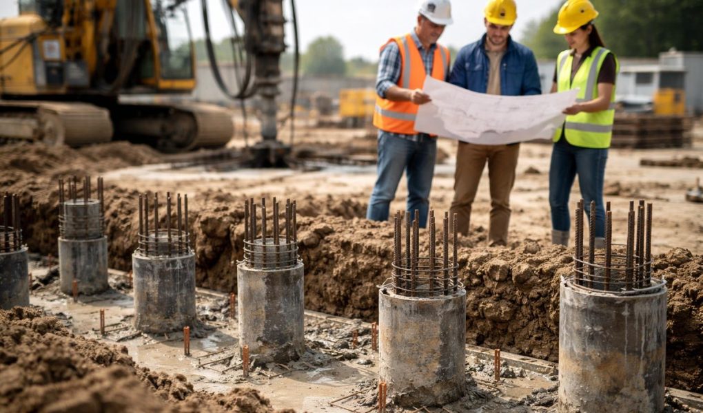 ouvriers-casques-plans-chantier-machines