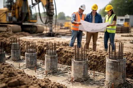 ouvriers-casques-plans-chantier-machines