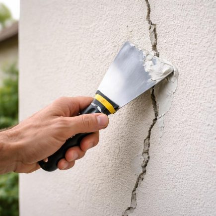 main-reparation-fissure-mur-outil