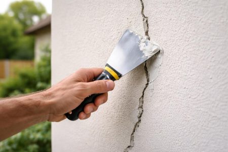 main-reparation-fissure-mur-outil