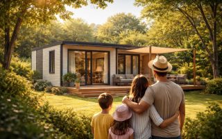 mobil-home-famille-cadre-naturel-verdoyant
