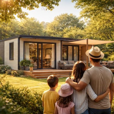 mobil-home-famille-cadre-naturel-verdoyant