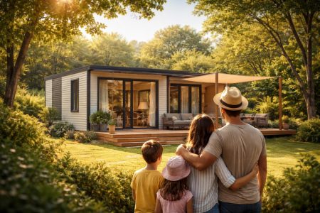 mobil-home-famille-cadre-naturel-verdoyant